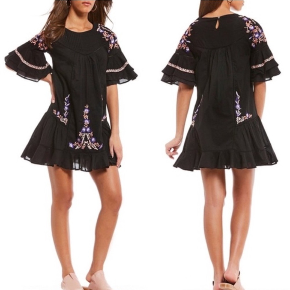 New Free People Black Embroidered Dress - Picture 3 of 3